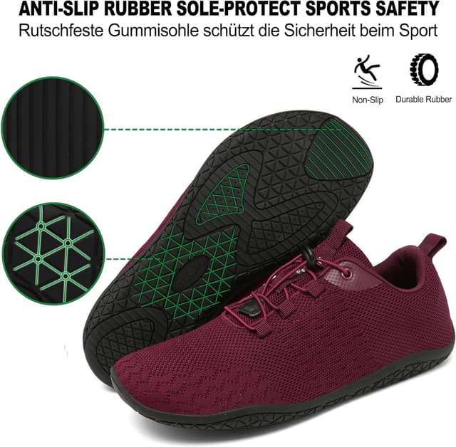 Detalle de Geweo Barfußschuhe Zero-Drop mit breiter Zehenbox für Herren & Damen – Sommer, atmungsaktiv, leicht