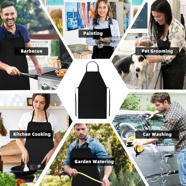 Thumbnail 6 de MIKI WELL Waterproof Apron (Black) – 41.3 Inch Heavy-Duty Chemical Resistant Work Chef Apron