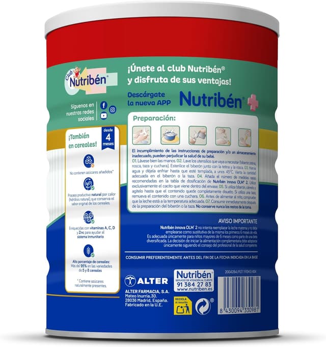 Detalle 2 de Nutribén Innova 2 - Leche en Polvo para Bebés