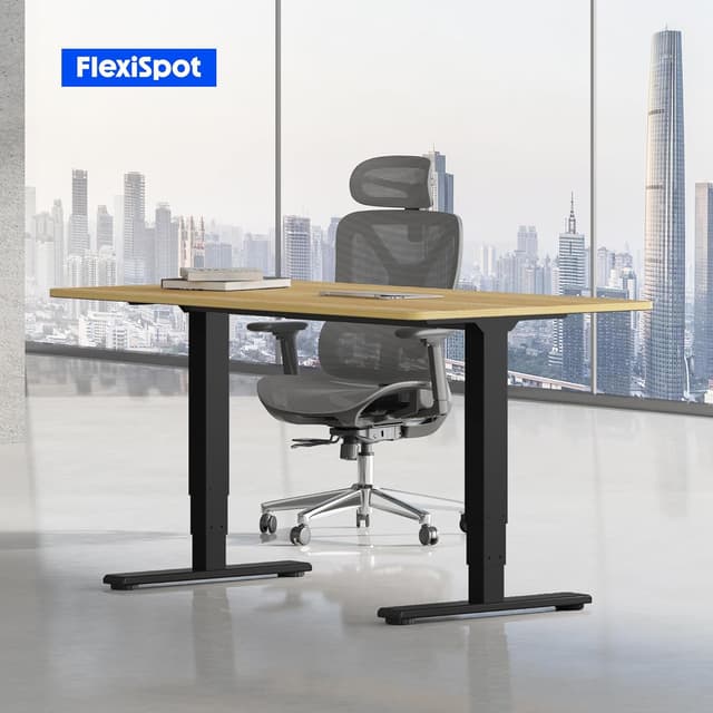 Detalle 2 de FlexiSpot E5 Electric Standing Desk (2 motors, 3-stage) with smart panel, anti-collision system – 180 x 80cm, Black & Maple