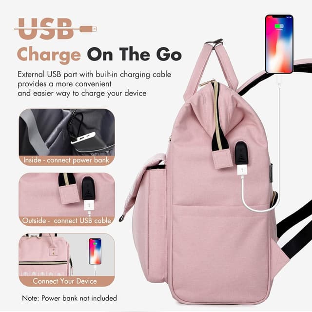 Thumbnail 4 de Lekesky 15.6in Laptop Backpack Pink