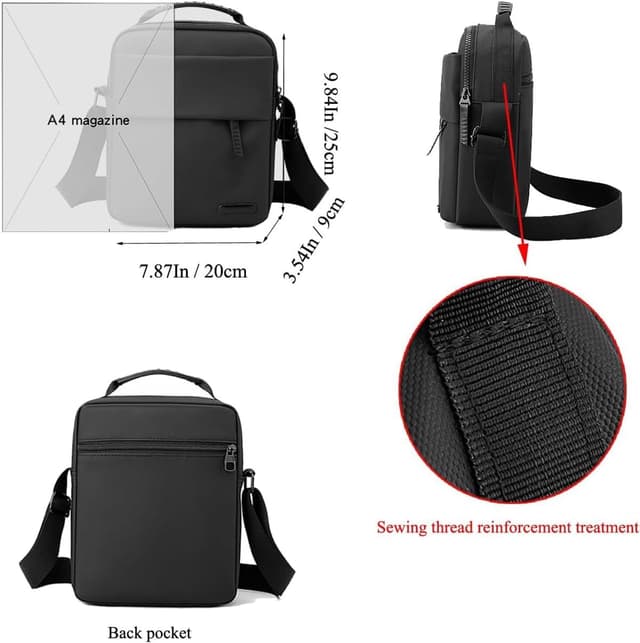 Detalle de Herren-Schultertasche / Umhängetasche Herren aus PU mit wasserdichtem Crossbody-Design