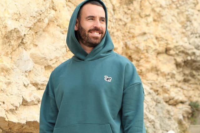 Detalle de Surf Monkey Hoodie à capuche oversize en coton biologique (sans cordon) – adulte