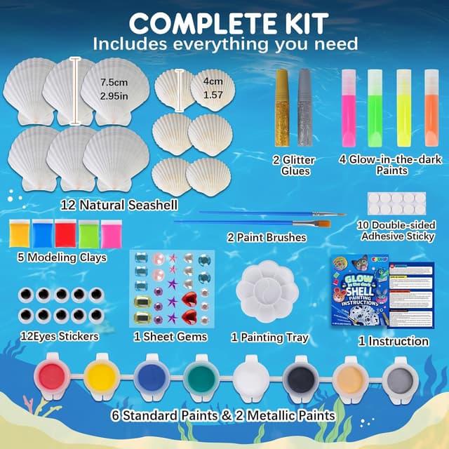Detalle de EPUMP Glow in the Dark Shell Painting Kit for Kids (Arts & Crafts Set)