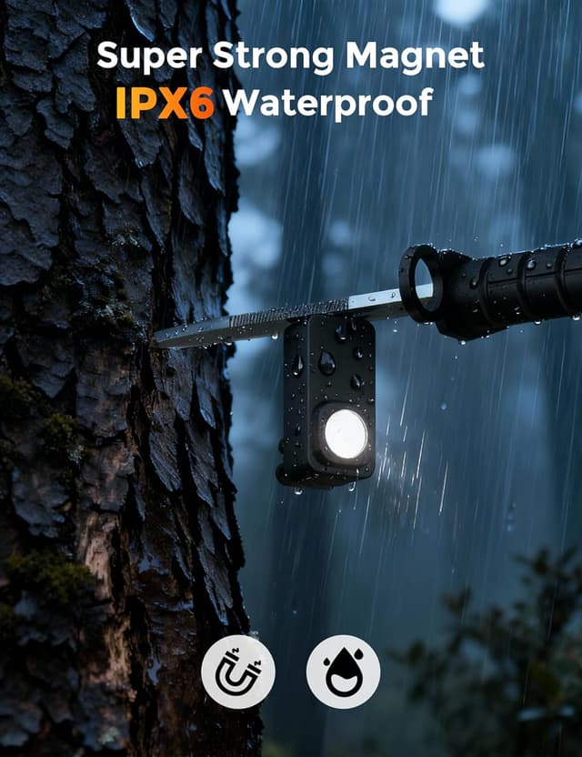 Thumbnail 6 de Aqash Clip on Torch Rechargeable 600 Lumens EDC Magnetic Pocket Flashlight (Black)