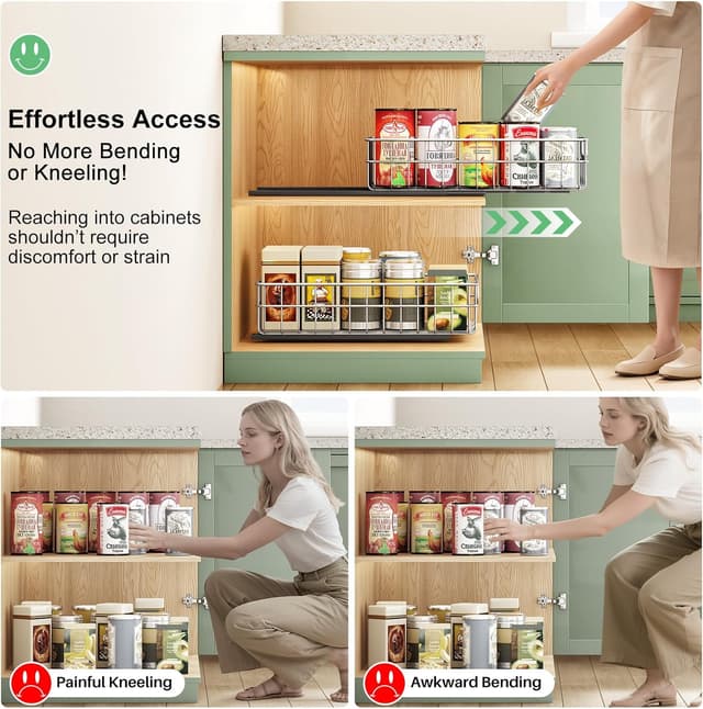 Thumbnail 6 de Kitstorack Pull Out Cabinet Organizer (Stainless Steel) — Slide-Out Drawer 4-Pack with Full-Extension Slides