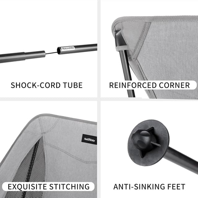 Detalle 2 de Naturehike tragbarer Campingstuhl (ultraleicht, klappbar) – 1,1 kg, bis 150 kg Traglast, für Angeln, Picknick & Outdoor