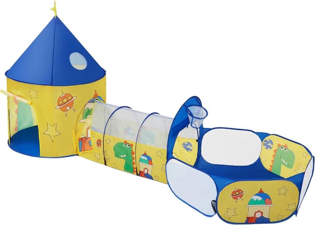 Detalle de SONGMICS 3-in-1 Kids Play Tent, Tunnel & Ball Pit (Rocket Theme) for Indoor/Outdoor Play