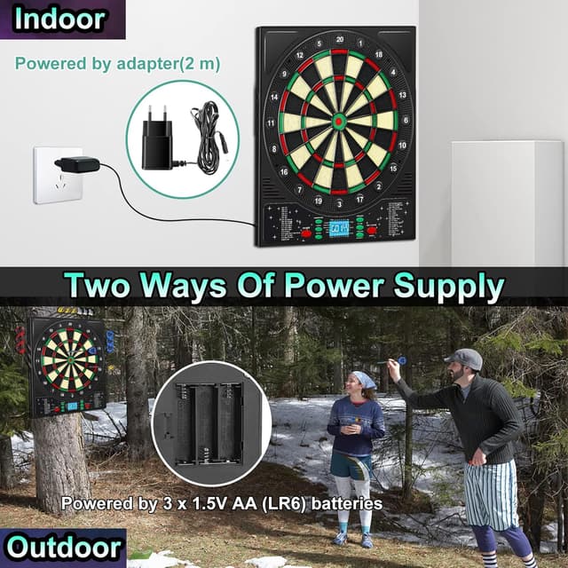 Thumbnail 6 de Mejasg elektronische Dartscheibe mit deutscher Ansage & LCD-Display, 34 Spiele/355 Variationen für 1–8 Spieler