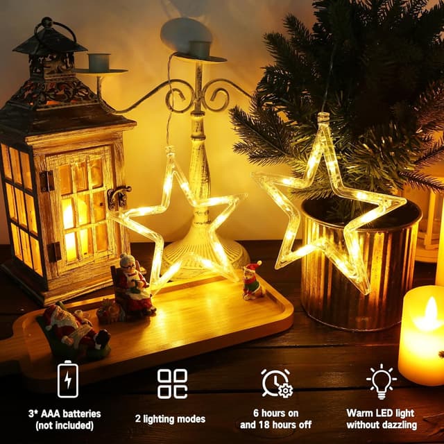 Detalle de BrizLabs Luces de Estrella LED ⭐️ Decoración Exterior y Navidad