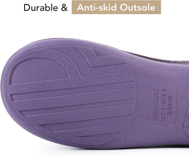 Detalle de VeraCosy Women’s Two-Tone Slippers with Memory Foam & Non-slip TPR Sole