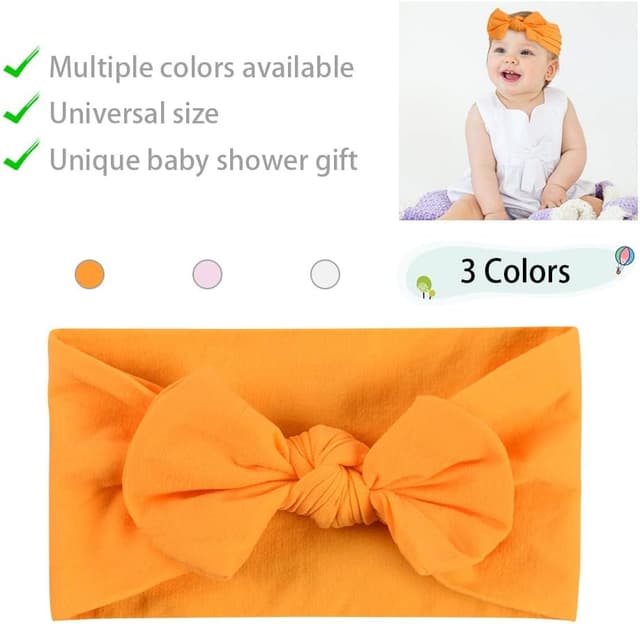 Detalle 2 de Aolso Fasce Capelli Neonata con fiocchi, set da 3 in nylon elastico (0-3 anni)