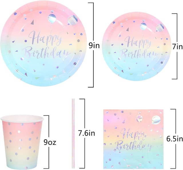 Detalle de Pastel Party 200Pc Disposable Tableware Set 🎉