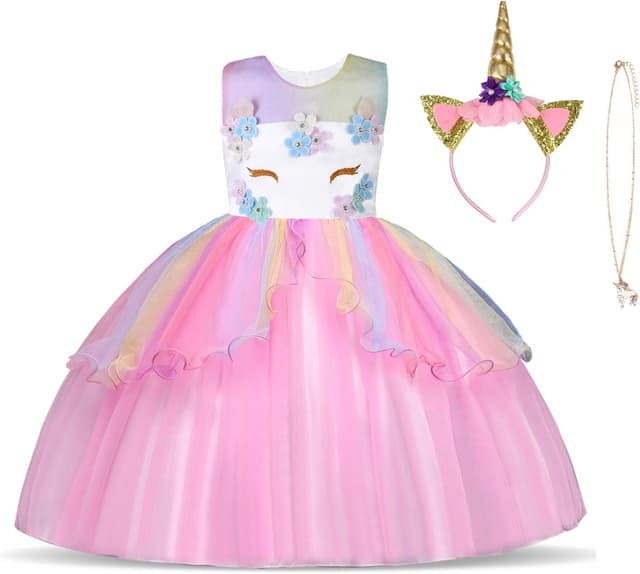 Detalle de URAQT Unicorn Costume Dress for Age 3-10