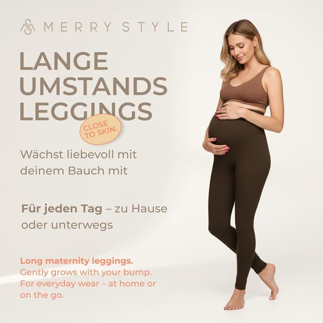 Detalle de Merry Style Damen lange Umstandsleggings aus Viskose MS10-297