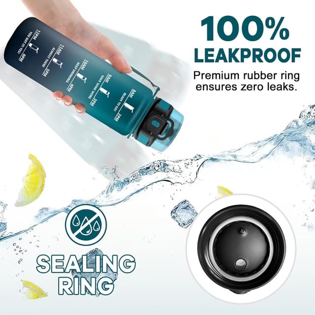 Detalle de JAPORIA Gourde Motivation 1L avec filtre et marqueur de temps (sans BPA)