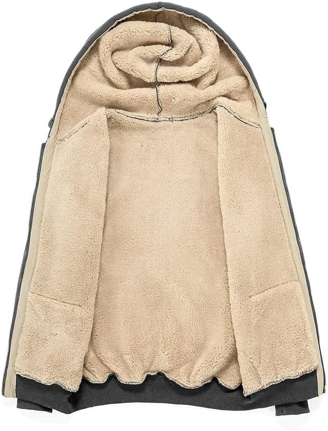 Detalle de MANLUODANNI Damen-Kapuzen-Sweatshirt mit Fleece-Futter und Reißverschluss