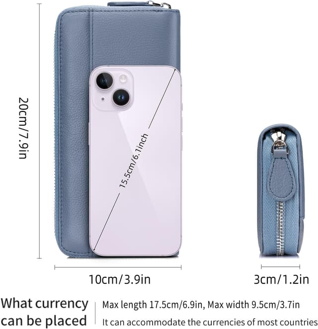 Thumbnail 5 de SCHLATUM RFID blocking leather zip wallet — large capacity 👛