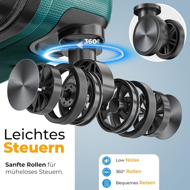 Thumbnail 2 de KESSER Reisekoffer 84L (ABS) mit Zahlenschloss, Kofferwaage & Reisebrieftasche – Rollkoffer mit 360°-Rollen