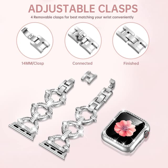 Detalle 2 de Mesime Compatible Apple Watch Band 44mm bling strap