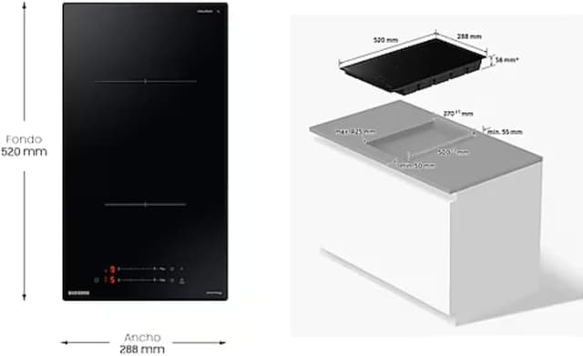 Detalle de Samsung Plaque de cuisson à induction AI 2 zones NZ32BG2005FKU1 avec WiFi SmartThings et Power Boost