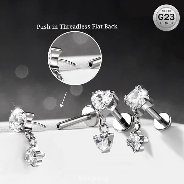 Detalle 2 de Melighting Orecchino elica titanio 16G zirconia