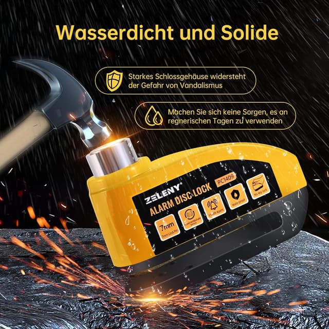Thumbnail 2 de ZELENY Bremsscheibenschloss Alarm 110 dB