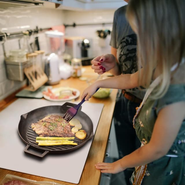 Thumbnail 4 de Velaze Square Cast Iron Griddle Pan (Pre-Seasoned) for Meat, Fish and Vegetables