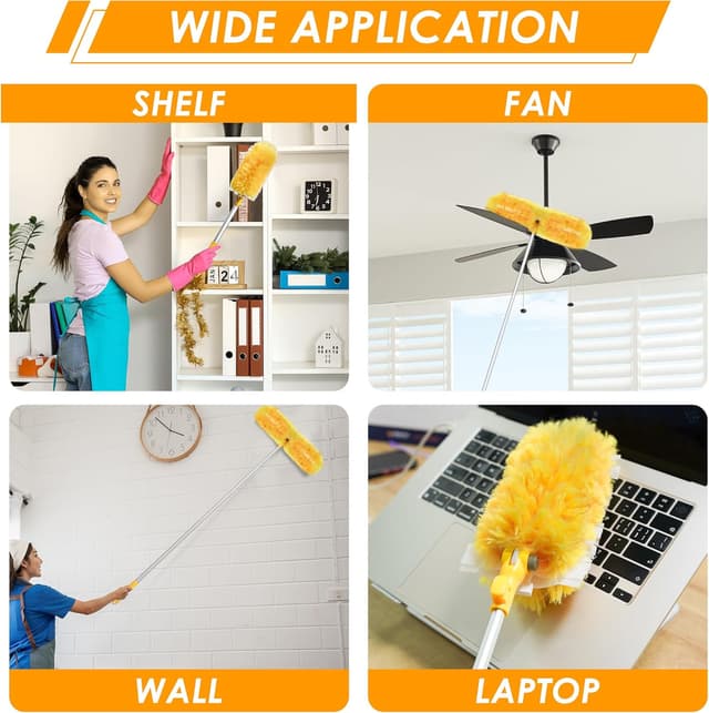 Detalle de NEWE Duster Attrape pour Swiffer : plumeau dépoussiéreur 360° avec manche télescopique en aluminium et 20 recharges