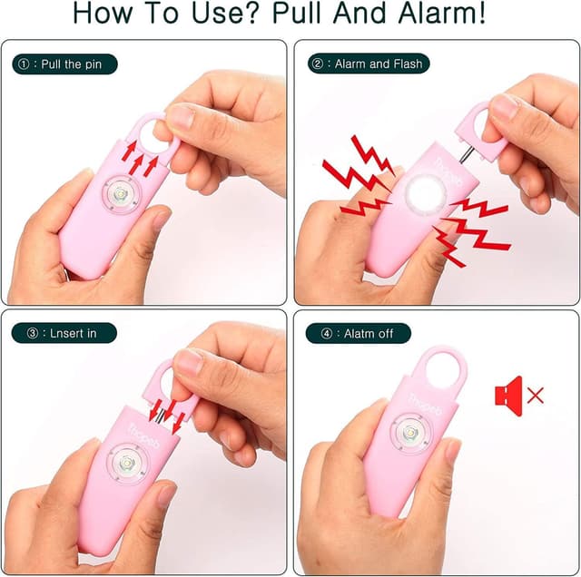 Detalle de Der Original Persönlicher Alarm für Frauen – Selbstverteidigungs-Schlüsselanhänger mit 130 dB Sirene (Rosa)