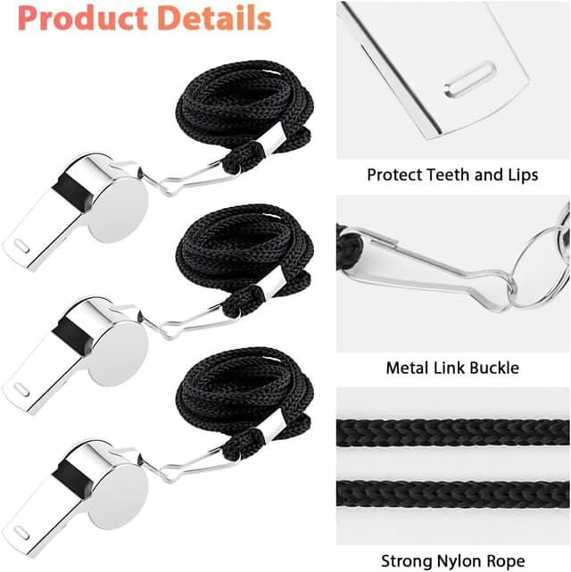 Detalle de AYESY Fischietti sportivi in acciaio inox (set da 3) con cartellini arbitro