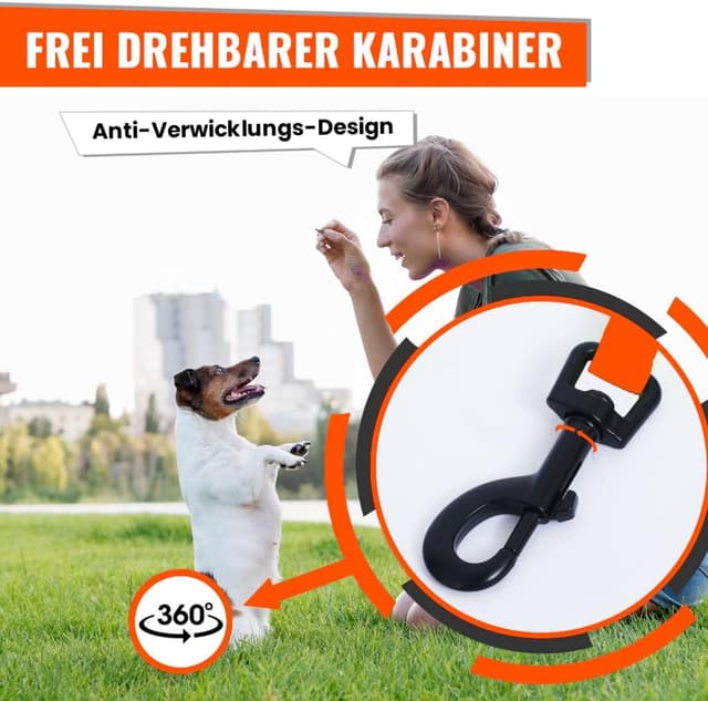 Detalle de Loutep Biothane Schleppleine für Hunde – Lange Lauf-/Trainingsleine in 3, 5, 10, 15 oder 20 m