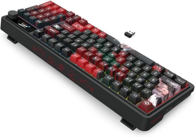 Detalle de Redragon K719 Pro Gasket clavier mécanique 95 touches avec écran TFT 1,14" et bouton rotatif (US QWERTY)