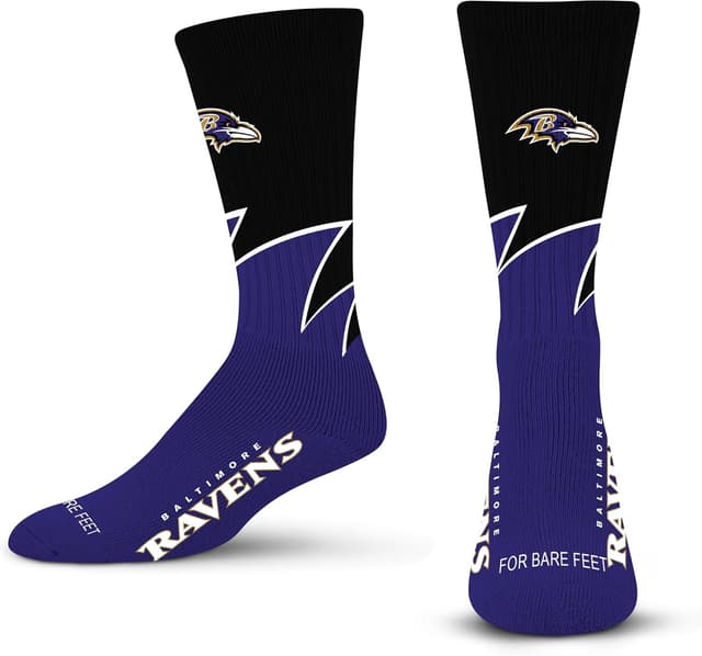 Detalle de For Bare Feet NFL Unisex Black Wave Crew Socks (Buffalo Bills), Large