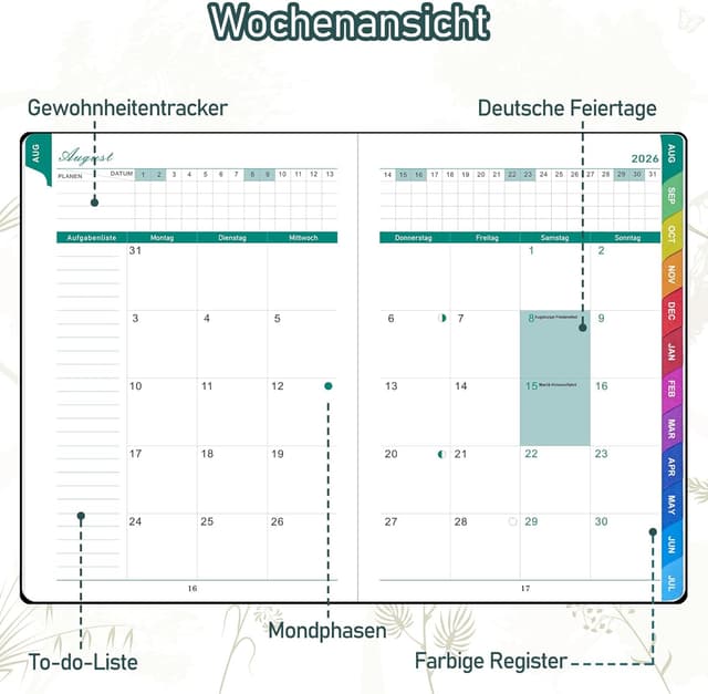 Thumbnail 1 de ZXHQ Lehrerplaner 2026–2027 A5+ mit 208 Seiten