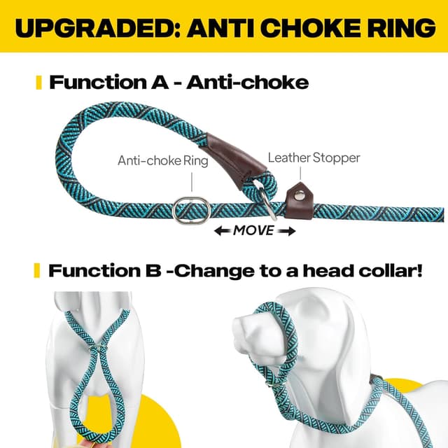 Detalle de Fida Slip Lead for Dogs 1.8m One-Size Rope Leash with Reflective Stitching (Blue)