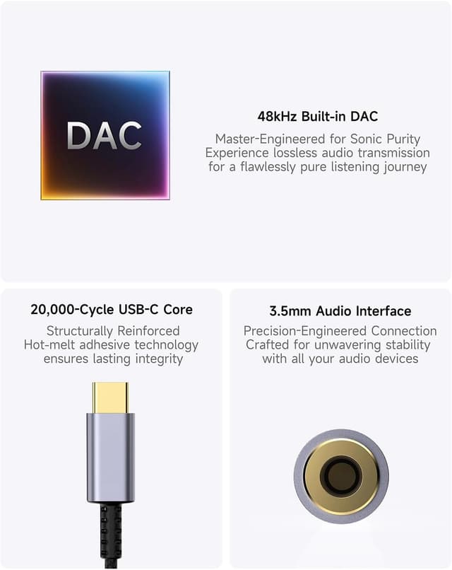 Detalle de LERTOSEN USB C to 3.5mm Adapter 2-Pack