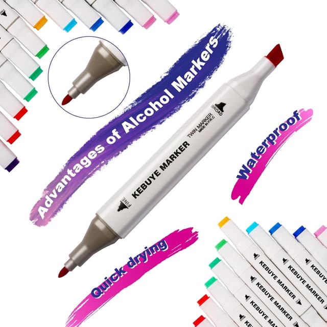 Thumbnail 3 de Kebuye Colouring Pens 100 Colour Alcohol Markers