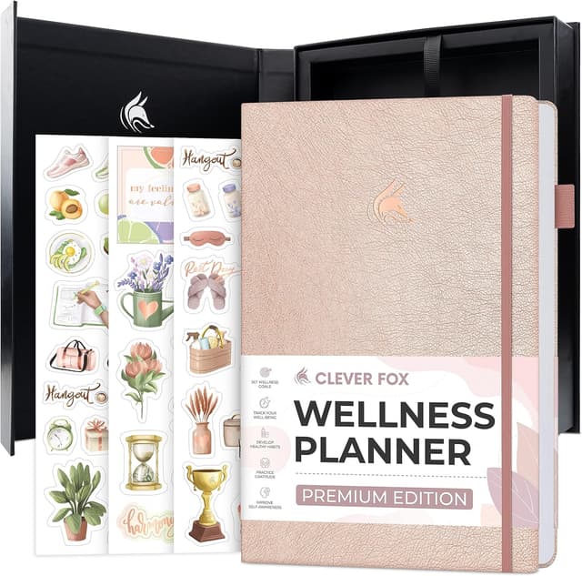 Detalle de Clever Fox Wellness Planner Premium Daily Lifestyle Journal (Rose Gold) – 3-Month Health, Nutrition & Exercise Planner
