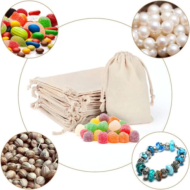 Thumbnail 4 de Aucuu 25pcs Sac en coton réutilisable 10x15cm