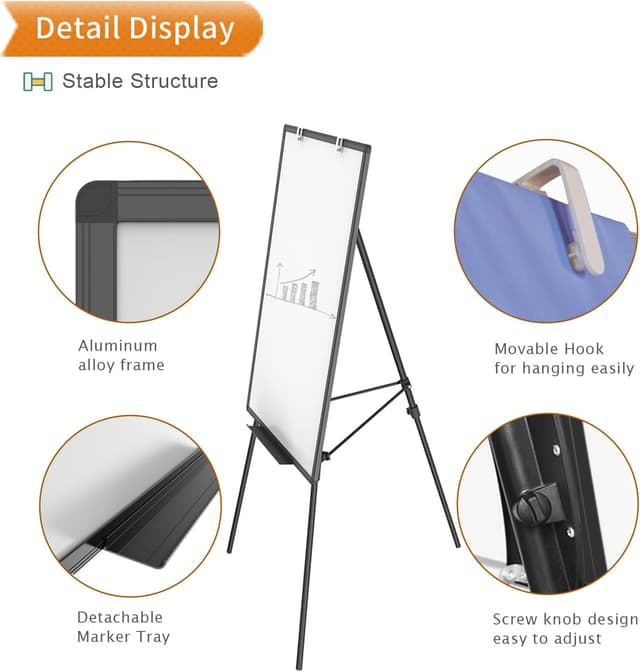 Detalle 2 de VIZ-PRO Magnetic Whiteboard Easel 90 x 60 cm ๐ช