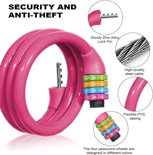 Detalle de Ainiv 4-Digit Bicycle Lock 65cm