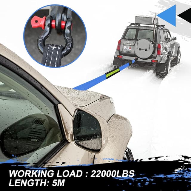 Thumbnail 2 de MAIKEHIGH 10 Ton Tow Rope 5 m with Shackles