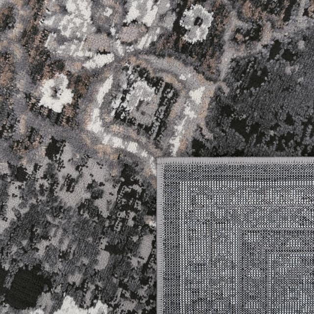 Detalle 2 de Paco Home tapis de salon à poils ras motif oriental floral mandala moderne avec bordure 60x100 cm, noir 2