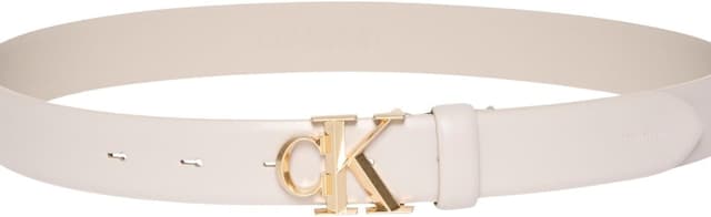 Detalle 2 de Calvin Klein Donna cintura Buckle in vera pelle con fibbia e monogramma CK, 3 cm