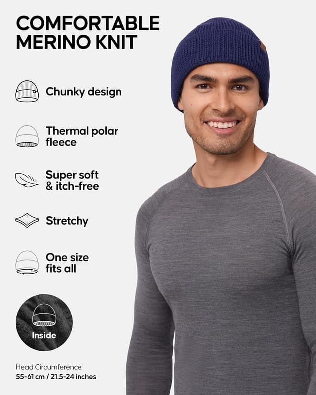 Thumbnail 1 de DANISH ENDURANCE Merino Wool Beanie 55-61 cm