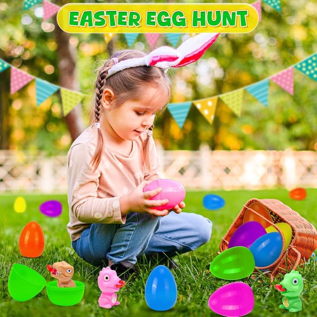 Detalle de CHILDGO Easter Dinosaur Toys: 6-Pack Filled Squeeze Eggs with Tongue-Out Action