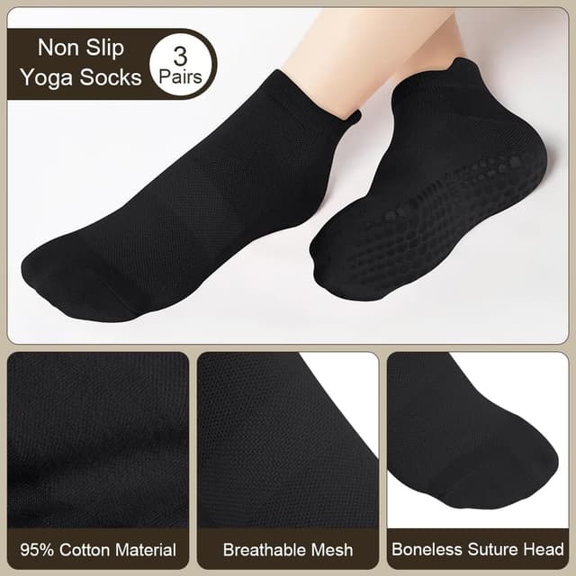 Detalle de AOOWU calze antiscivolo con grip per yoga, pilates e fitness (3/5 paia) – taglia unica
