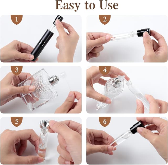 Detalle 2 de AiQInu Vaporisateur Parfum – 3 mini sprays rechargeables de voyage (8 ml) rose + argent + noir