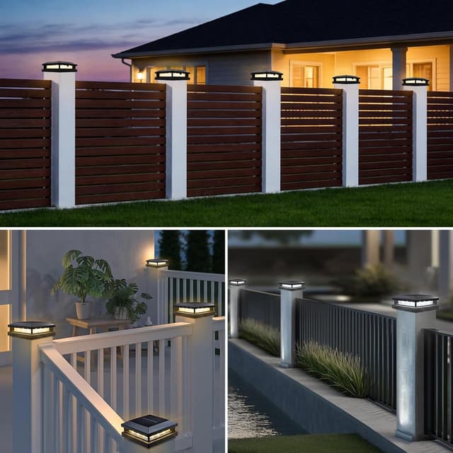 Detalle de Spacelumen 4 Pack Solar Post Cap Lights for Outdoor Posts (IP65, Auto On/Off) – Dual Warm/Cool White